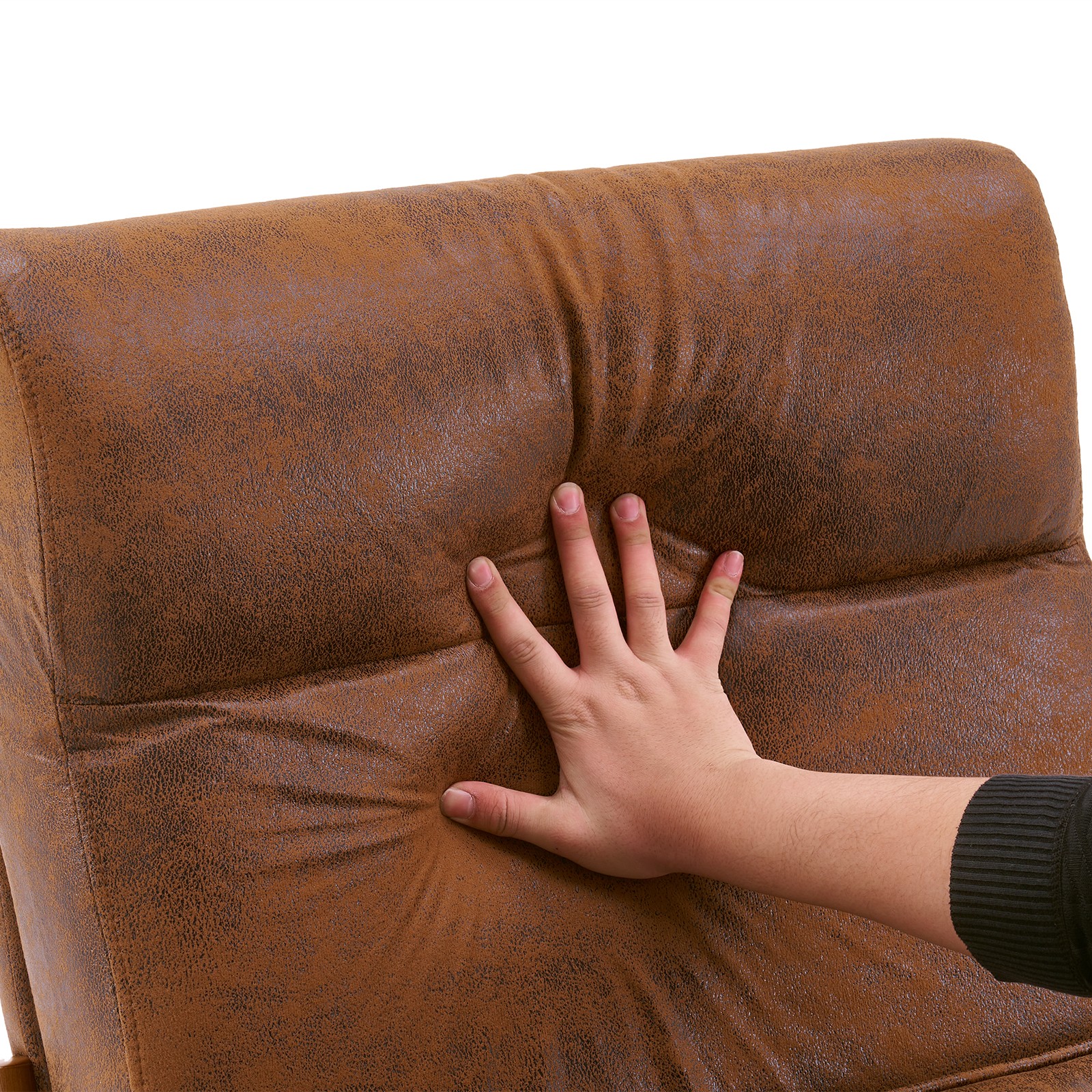 High Back Solid Wood Armrest Backrest Iron Frame Bronzing Cloth Leisure Chair