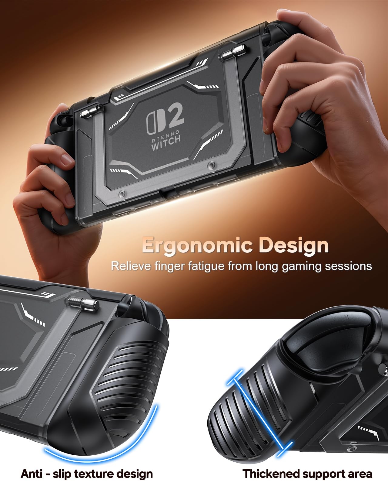 Switch 2 Protective Case with Kickstand, FYOUNG Dockable for 2, Black