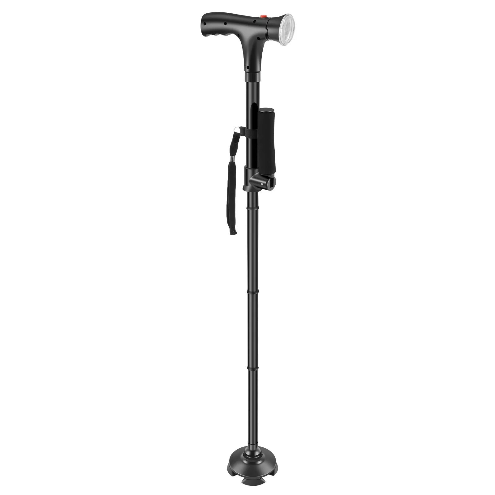 Portable Height-adjustable Walking Cane W/Side Handle Support 250lbs Capacity