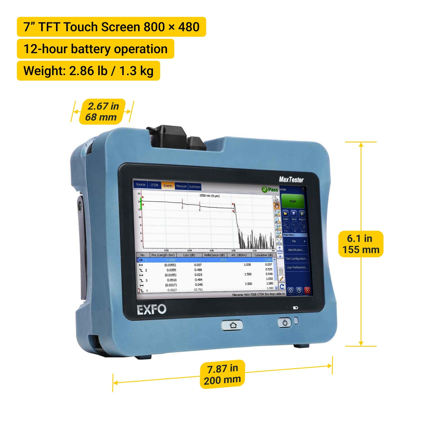 EXFO MaxTester 715B Optical Time Domain Reflectometer OTDR