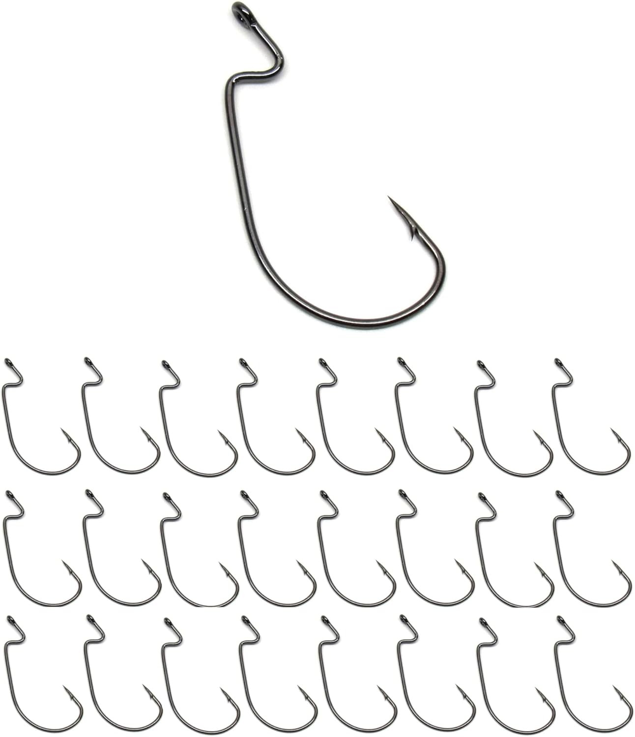 React Tale Offset EWG Worm Hooks - Super Strong Wide Gap Texas Rig