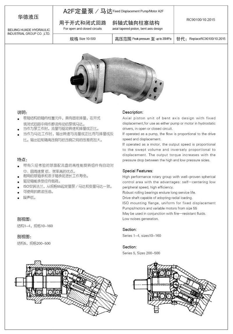 1Pcs New Inclined axis axial plug Fixed Displacement Pump/Motor A2F23W3P1