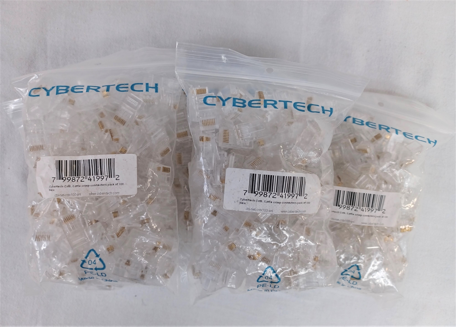 Cybertech 100pk Cat6, Cat5e RJ-45 8P8C Ethernet Modular Crimp Connectors Plugs