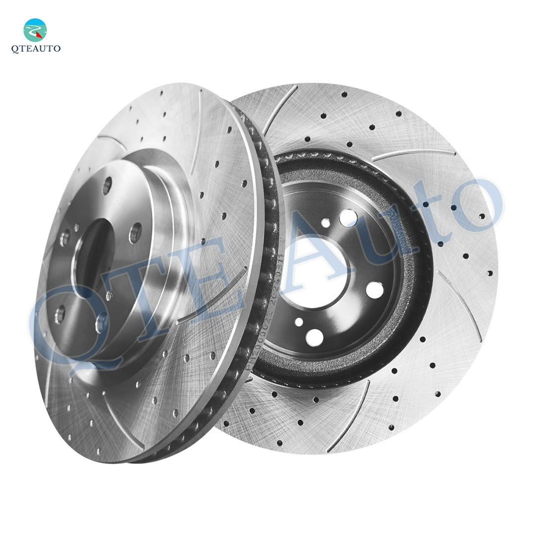 Front 296mm Drilled Slotted Disc Brake Rotors For 2011-2016 Scion Tc Base