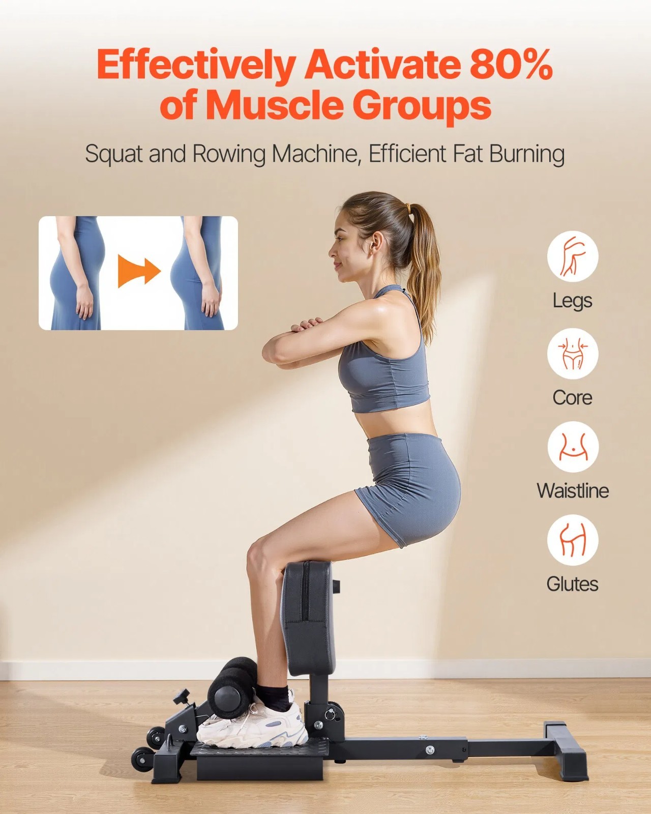 Sissy Squat Machine, Multi-Function Deep Sissy Squat Bench for Leg Muscle