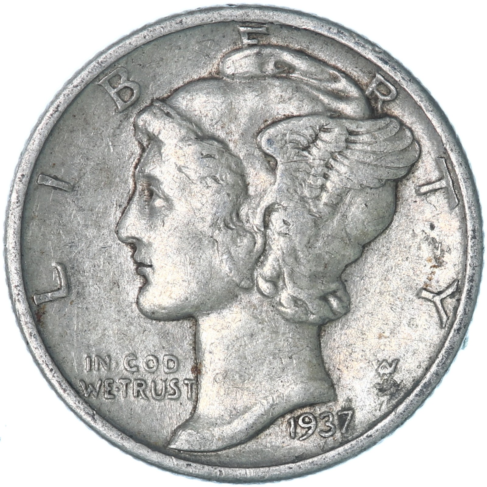 1937 (P) Mercury Dime 90% Silver Extra Fine XF