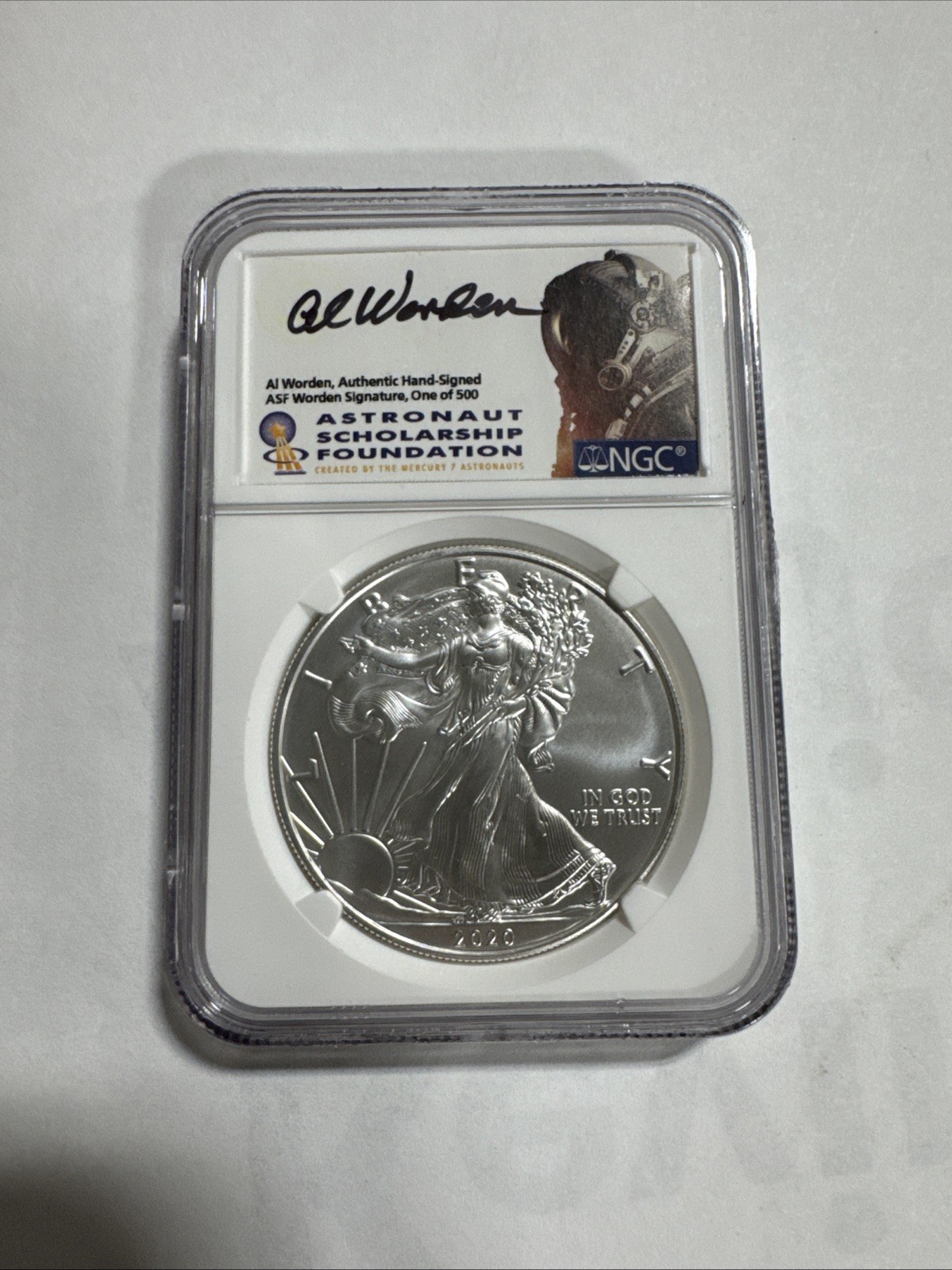 2020 $1 American Silver Eagle NGC MS70 Al Worden Signature Label 1 of 500
