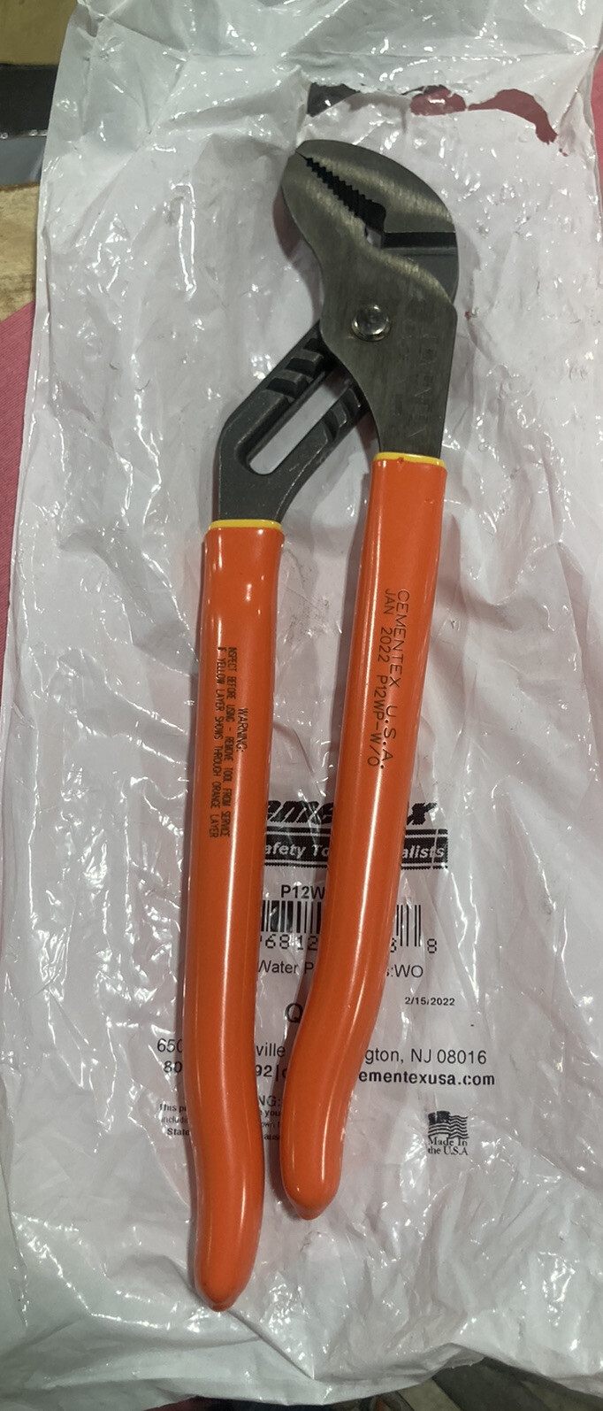 Cementex 1000v Insulated 12” Water Pump Pliers P12WP-W/O