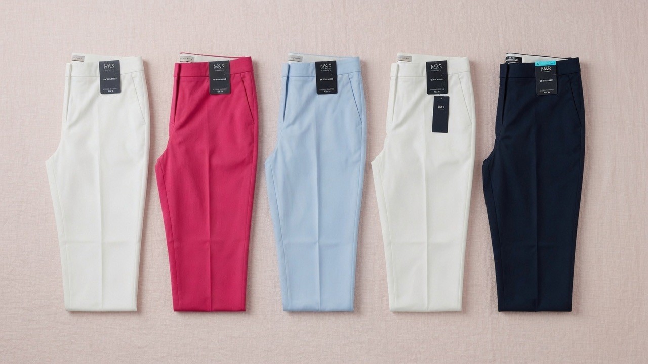 NEW Women’s Cotton 7/8 Chino Trousers Size 14 Marks & Spencer SLIM SHORT REGULAR