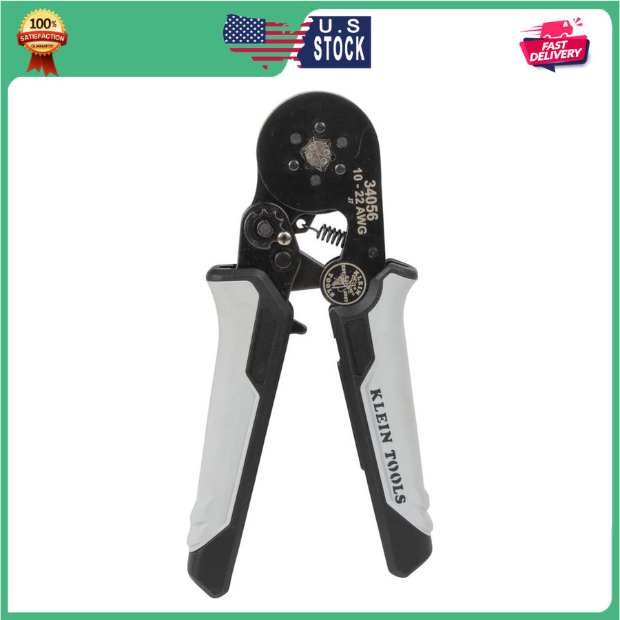Klein Tools 34056 Ferrule Crimping Tool, Hex Crimper Pliers for 10 to 22 AWG Wir
