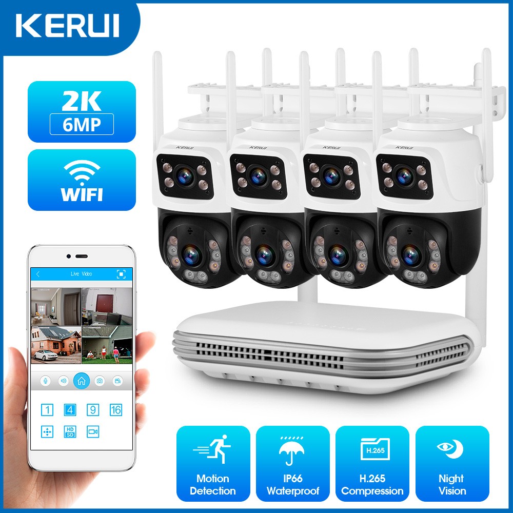 6MP Outdoor Smart IP Cameras 8CH NVR Recorder H.265+ Night Vision Security Kit