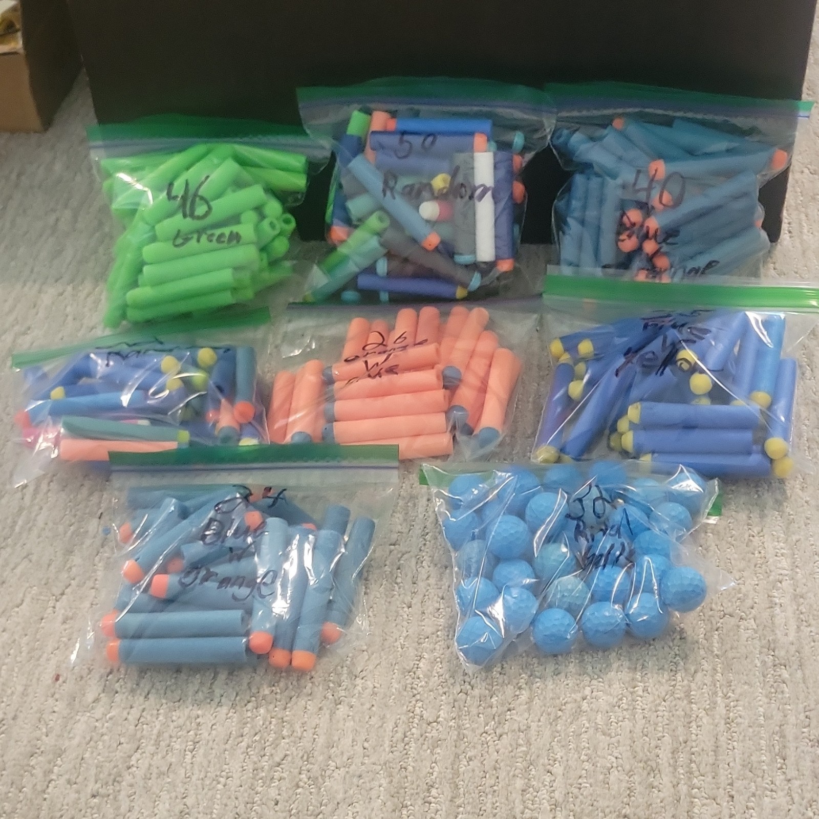 Assorted Foam Nerf Gun Darts Lot Mixed Colors + Blue Foam Rival Balls