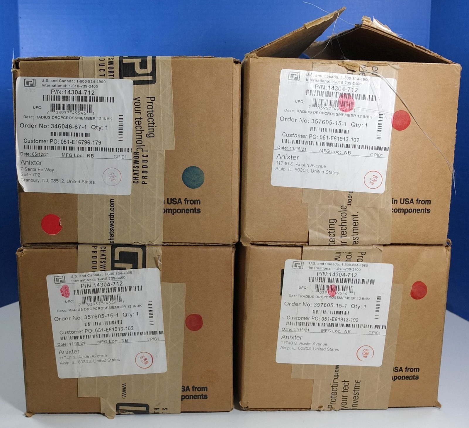 Lot Of 4 CPI CHATSWORTH 14304-712 Radius Drop Crossmember, 12" Black