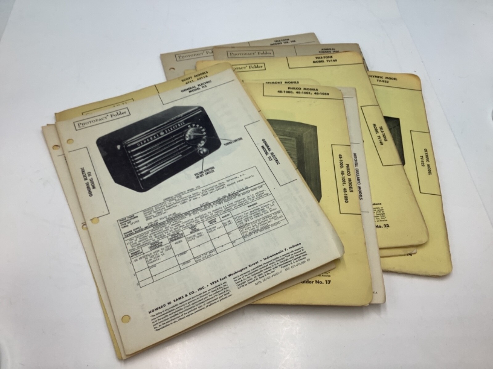 SAMS Photofact Folder Sets - You pick - 1948-1952 GE, Tele-Tone,Admiral Radio TV