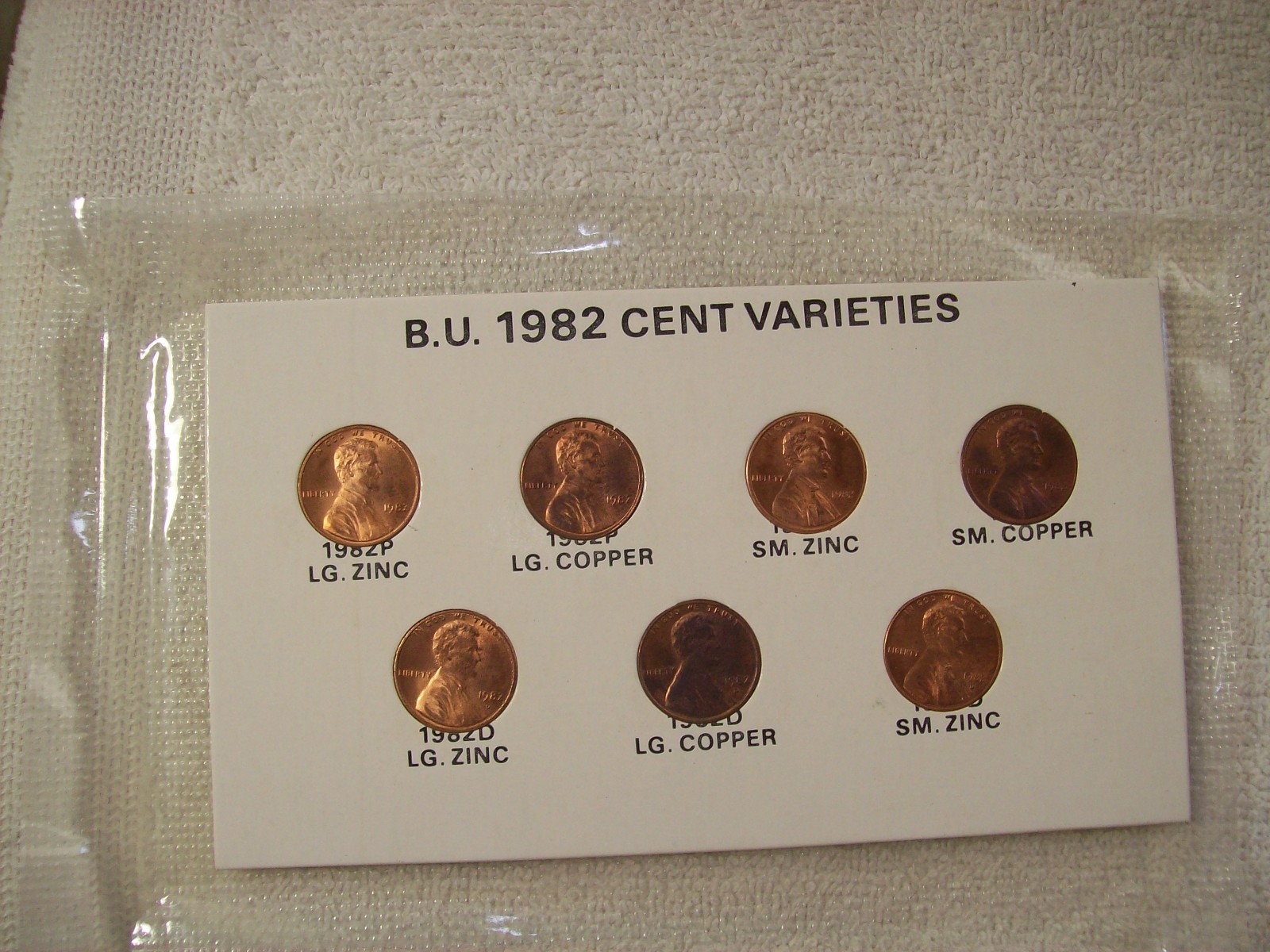 1982 P&D  MINT SET 7 VARIETIES LINCOLN CENTS