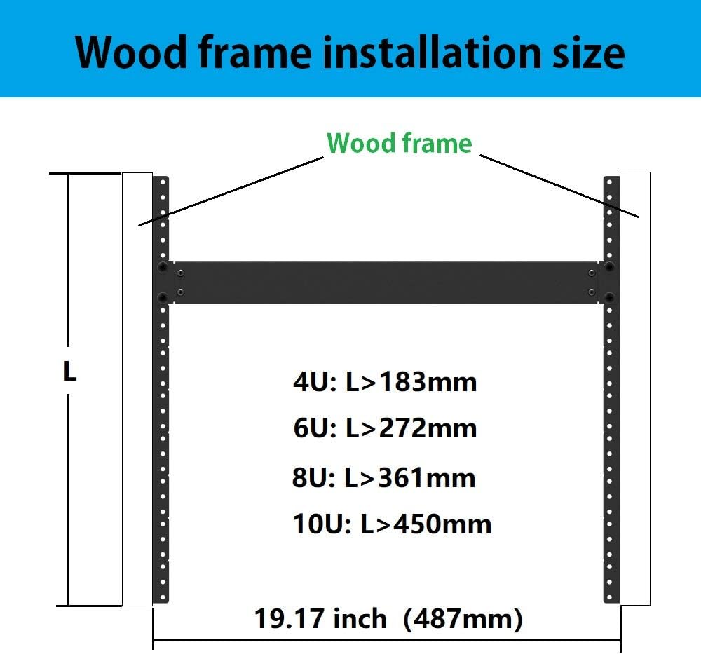 10U Steel Rack Rails Kit with Hardware - 2 Pieces