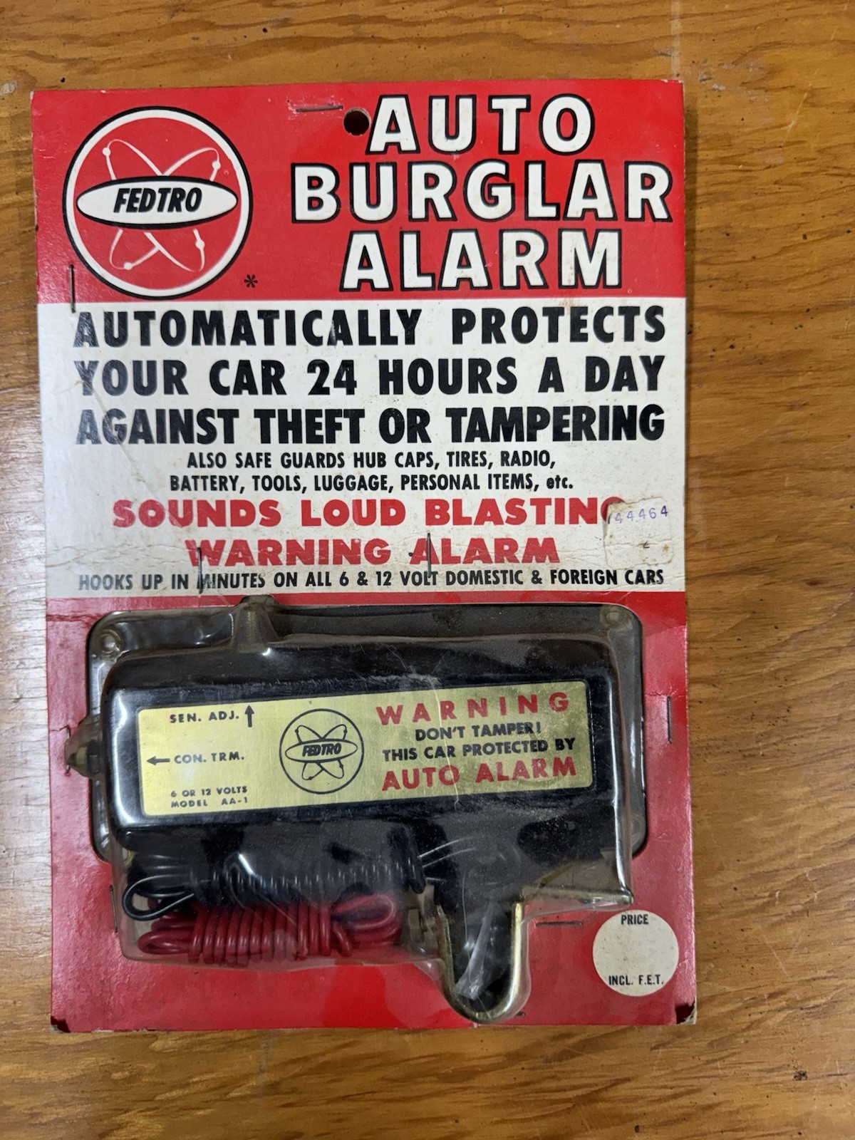 Vintage 1964 Fedtro Auto Burglar Alarm 6 & 12V Domestic Foreign Cars Sealed