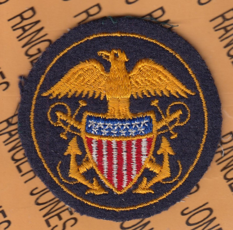 WWII USN United States Navy Veterans World War 2 wool ~3" cotton patch c/e