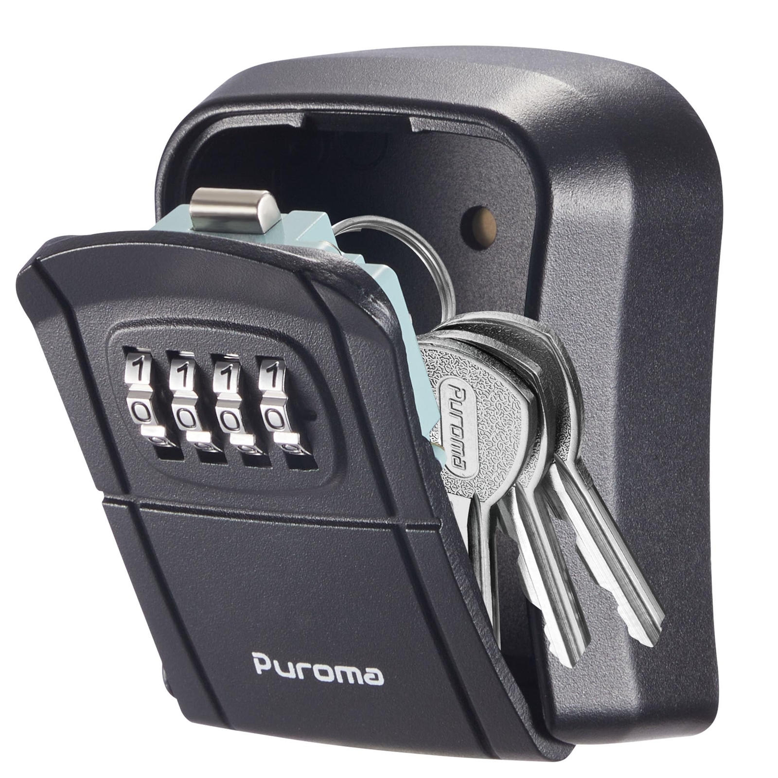 Wall-Mounted Key Lockbox with Resettable Code for Secure Key Storage Black