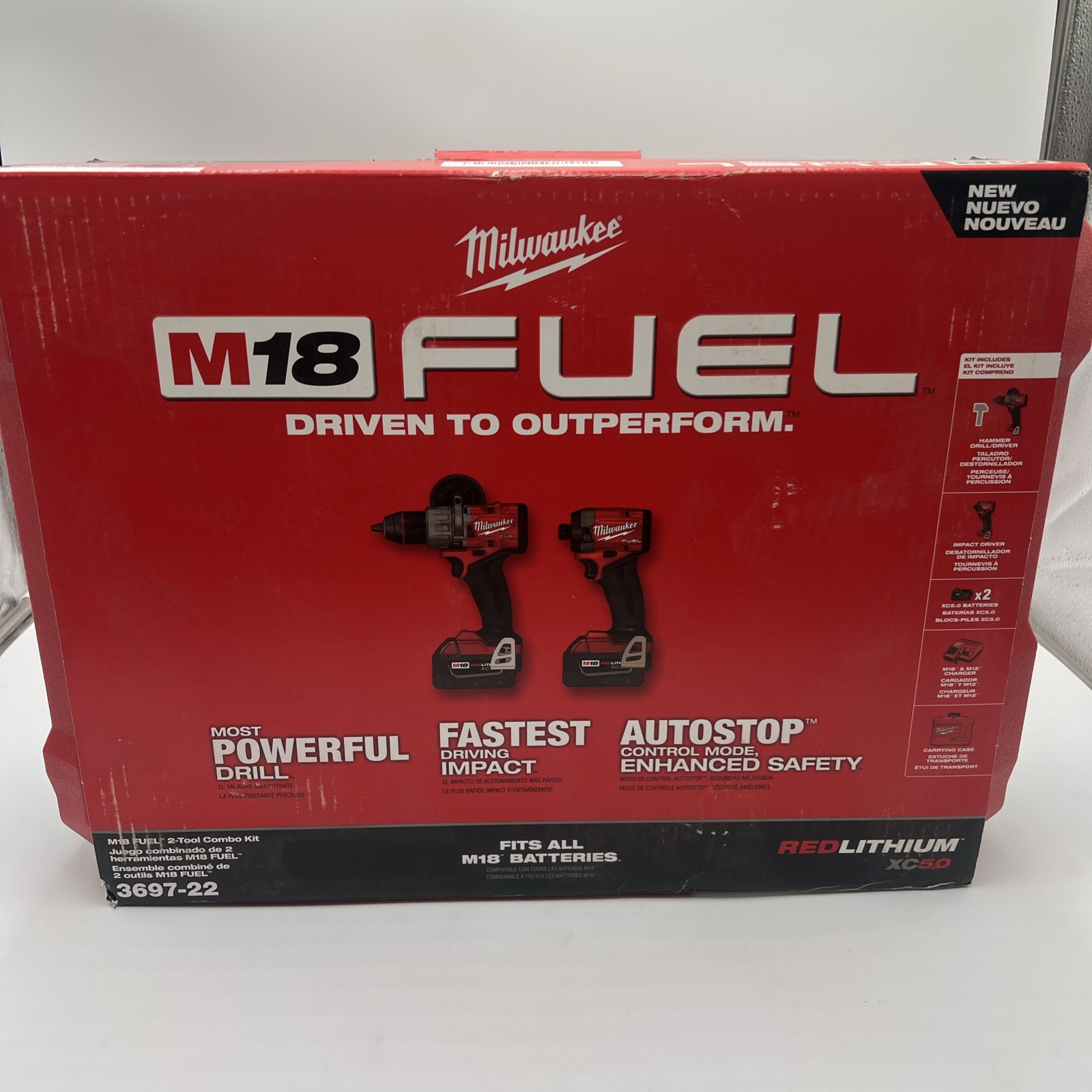 Milwaukee M18 FUEL 18V 2-Tool Drill/Impact Driver Combo Kit - (3697-22) - NEW