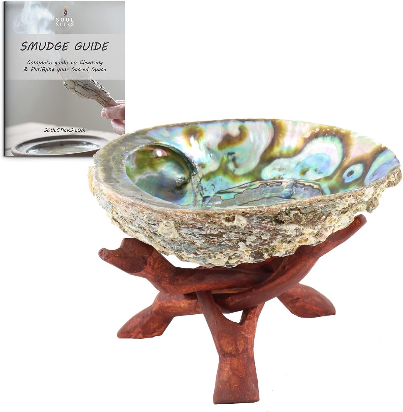 Abalone Shell Smudge Bowl with Tripod Stand 4 5 6 Inch Soul Sticks
