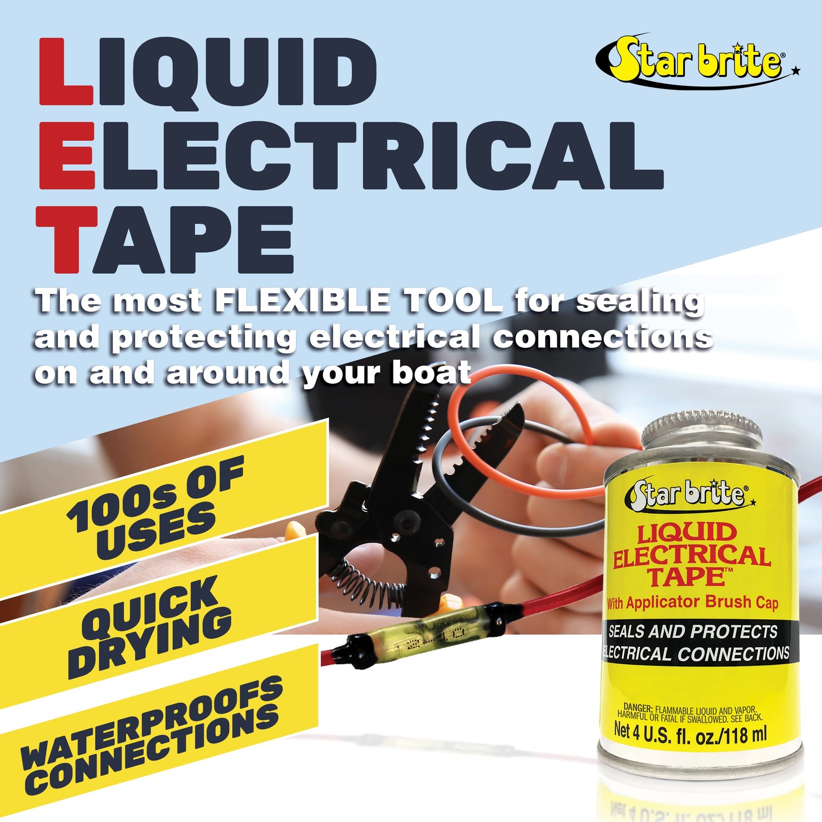 Liquid Electrical Tape with Applicator Brush Cap Black4 OZ. (084104B)