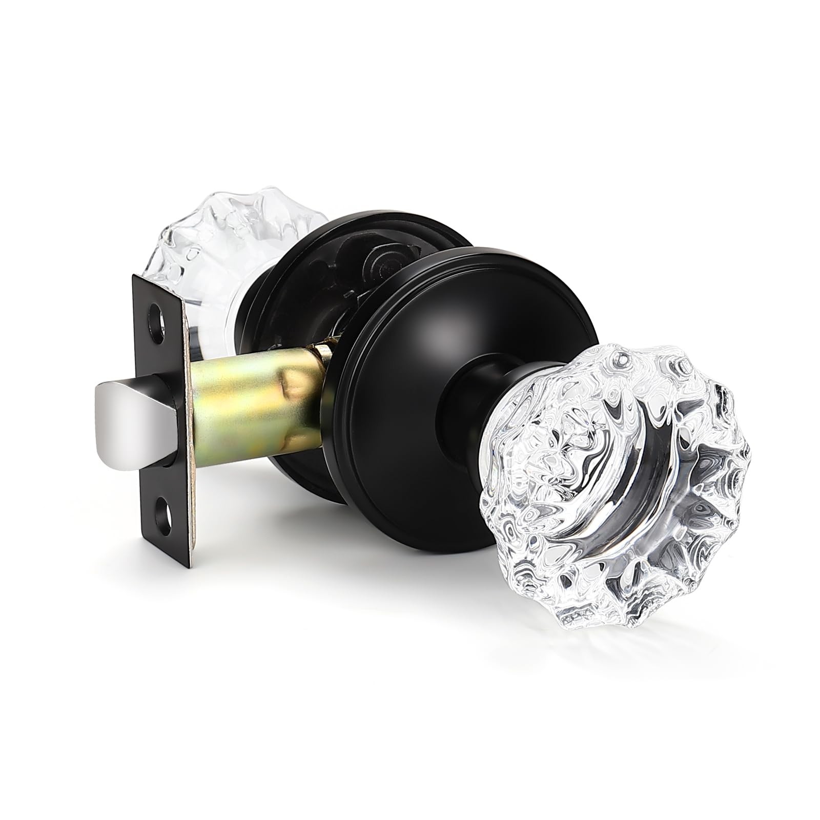 10 Pack Classic Rosette Door Knobs, Crystal Style 10 Pack, Black
