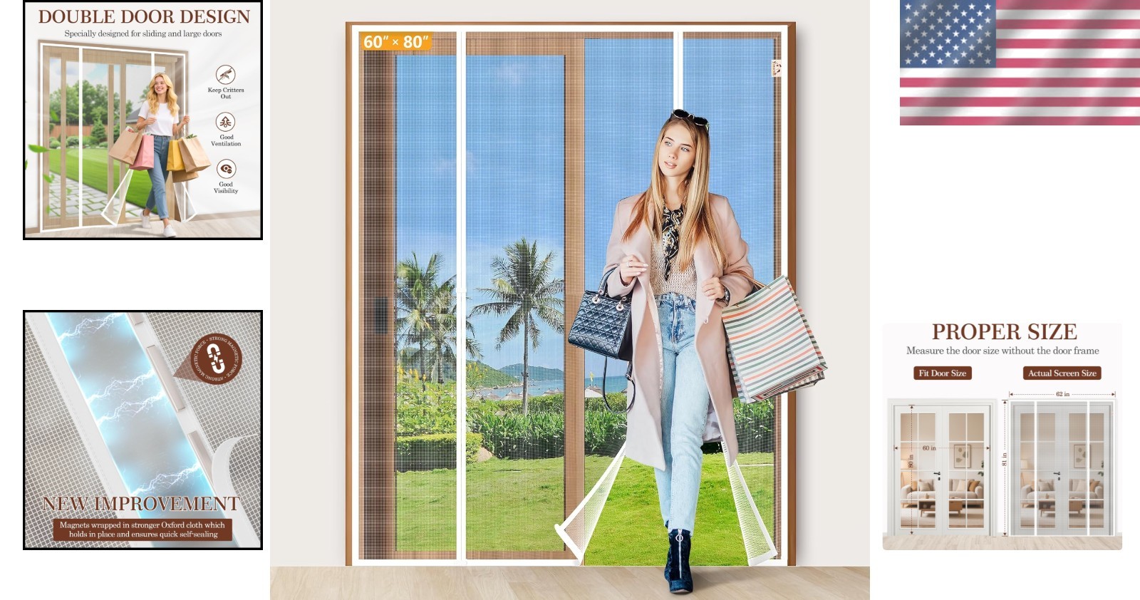 White Polyester Screen Door - Double Door Design