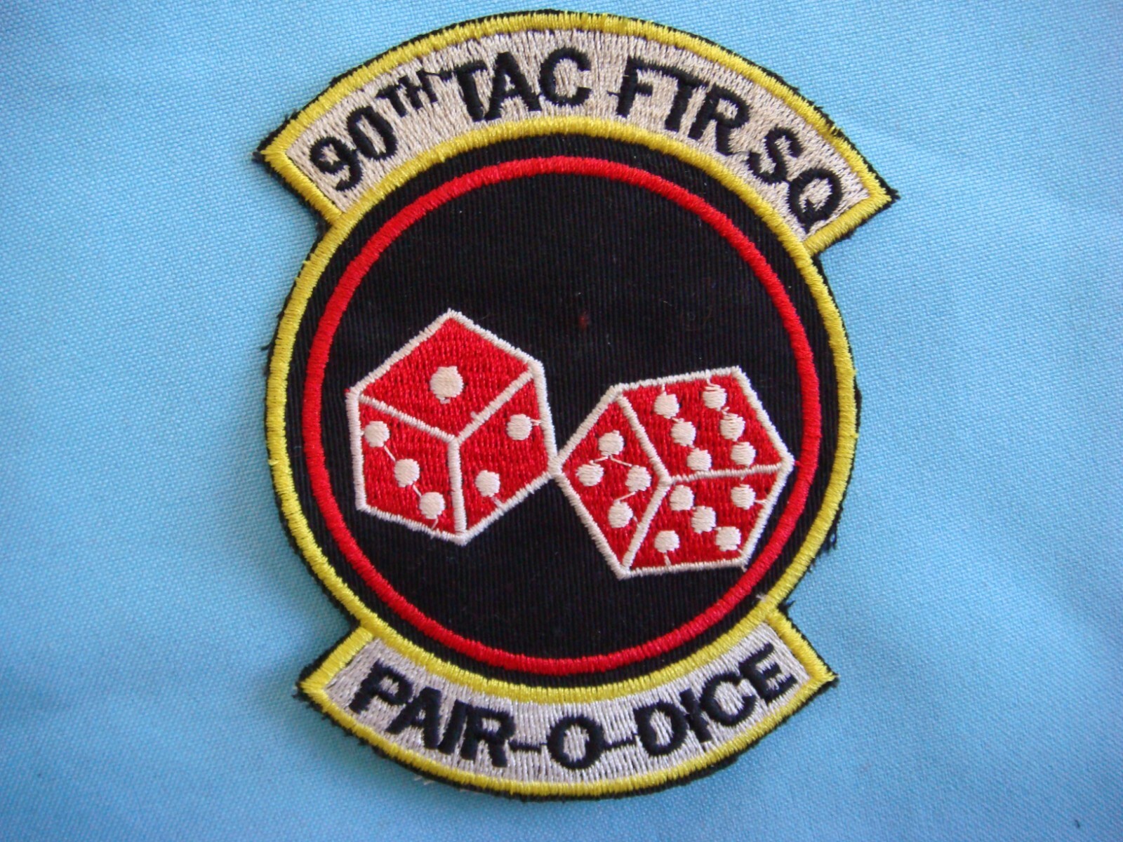VIETNAM WAR PATCH, US 90th TACTICAL FIGHTER SQUADRON PAIR-O-DICE