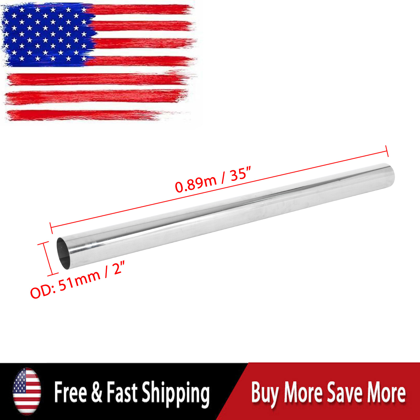 2 Inch Universal Custom Exhaust Straight Pipe T304 Stainless Steel Tubing Piping