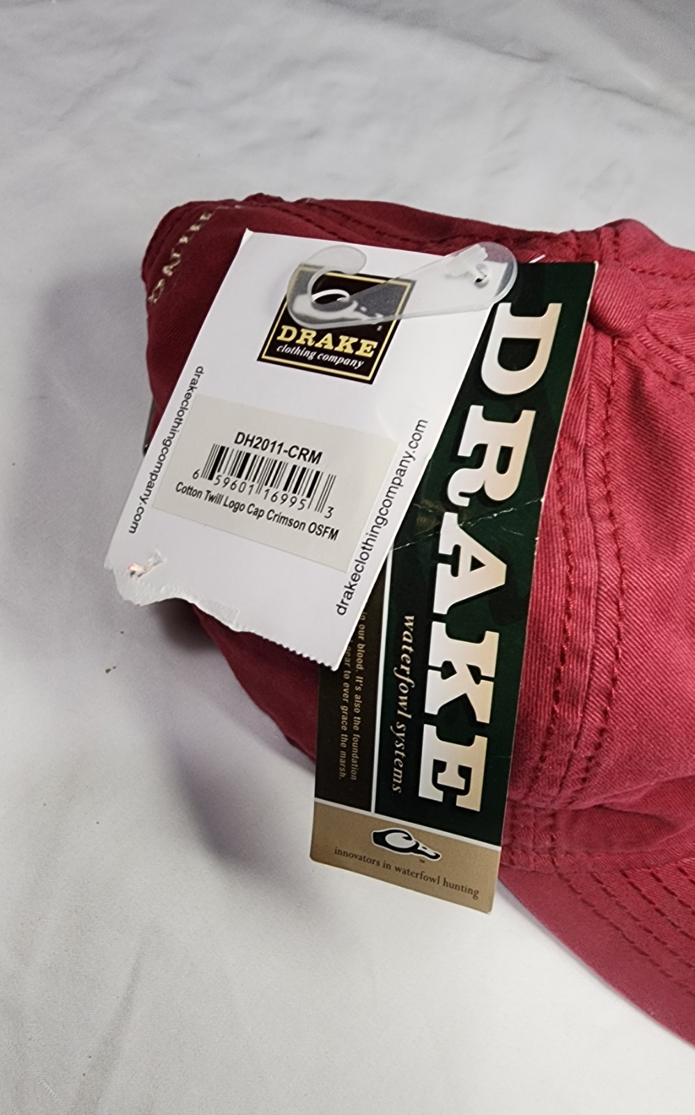 DRAKE Waterfowl Systems Cotton Twill Embroidered Logo Cap Leather-Strap Hat NEW!