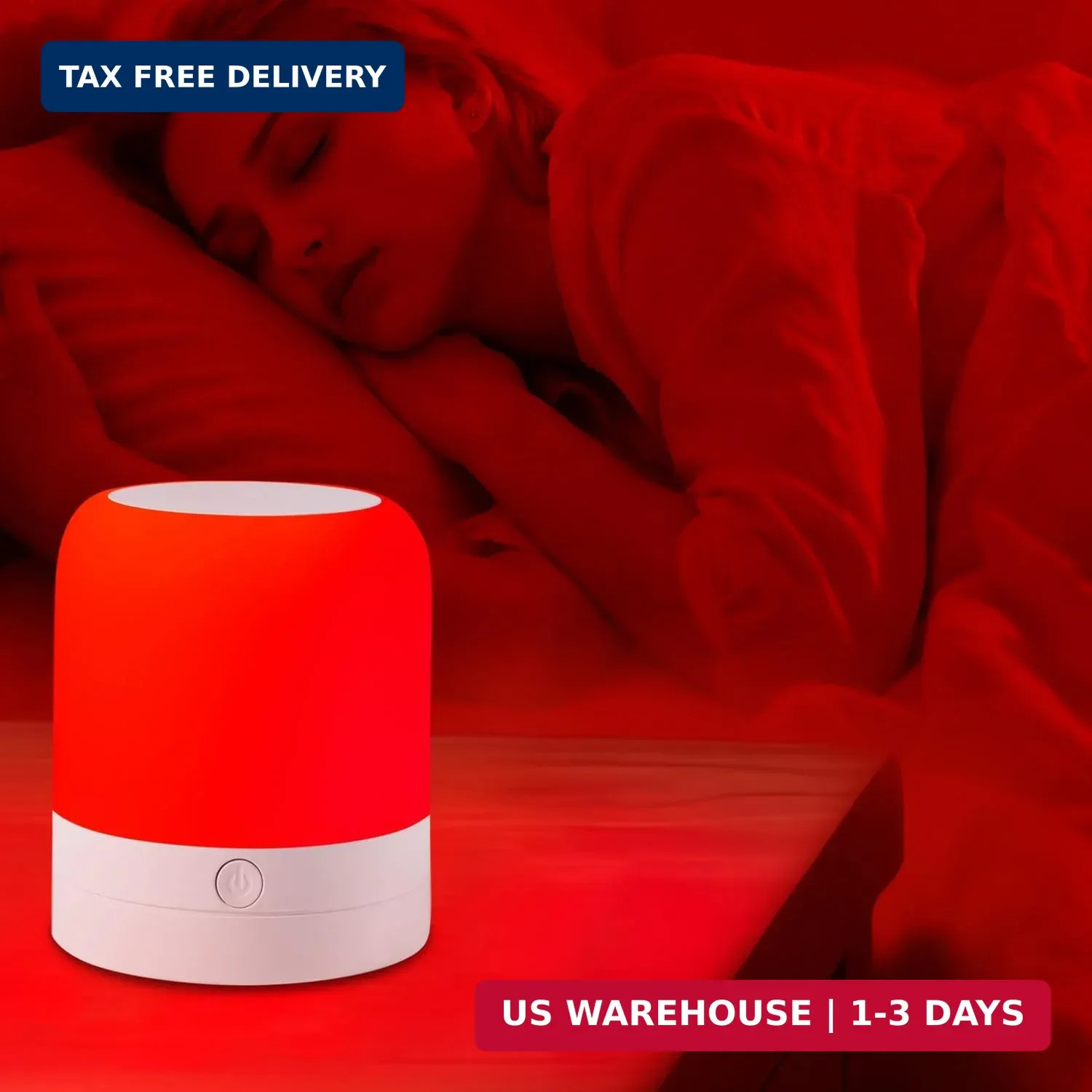 670nm Red Light Night Light Lamp for Sleep - Zero Blue Light, 4 Color Modes Rech