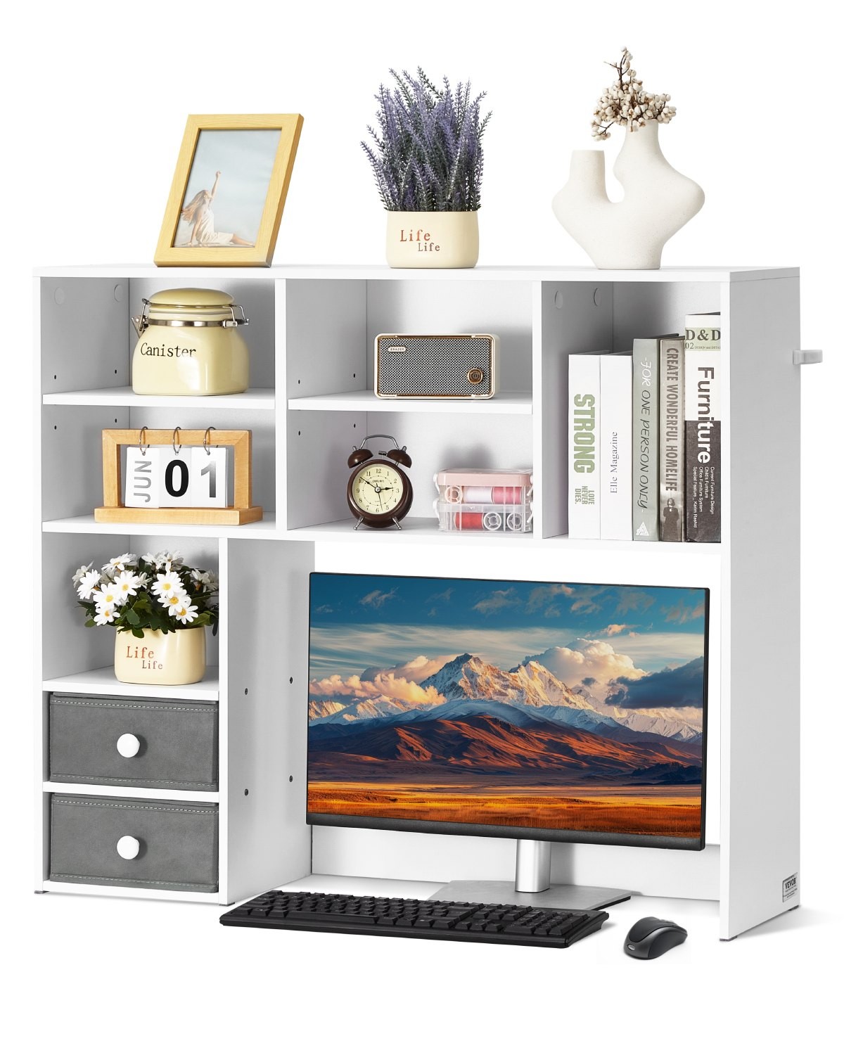 Desktop Bookshelf, 3-Tier Desktop Storage Organizer, 37" x 10" x 31.1" Office St