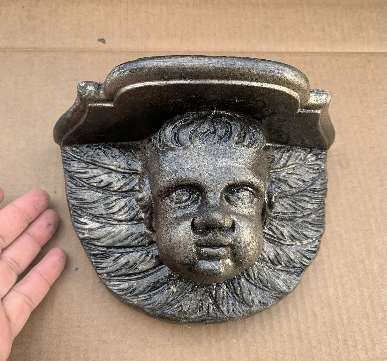 Latex RUBBER Mold Of Angel Cherub Fairy Wall Hanging Shelf YMK-L5138 W:9”