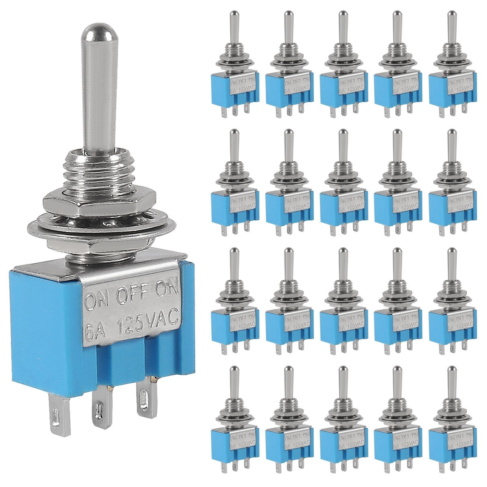 DWEII 20Pcs SPDT Mini Toggle Switch 3 Pin 3 Position ON/Off/ON Miniature...