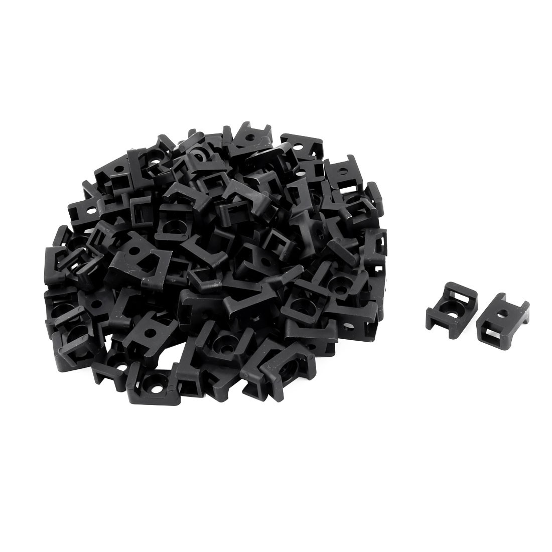 Plastic Saddle Type Cable Tie Base Mount Wire Holder Black 23x16x10mm 100Pcs