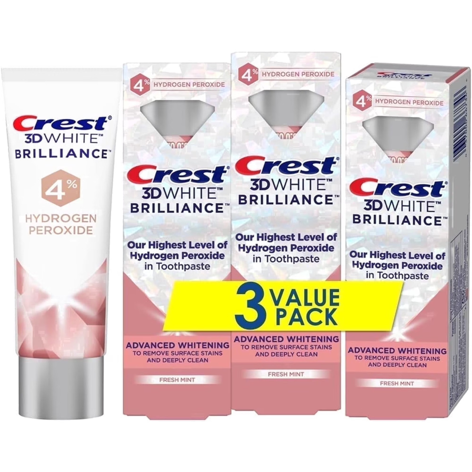 Crest 3D White Brilliance Hydrogen Peroxide Toothpaste 3.8 oz (Pack Of 3)