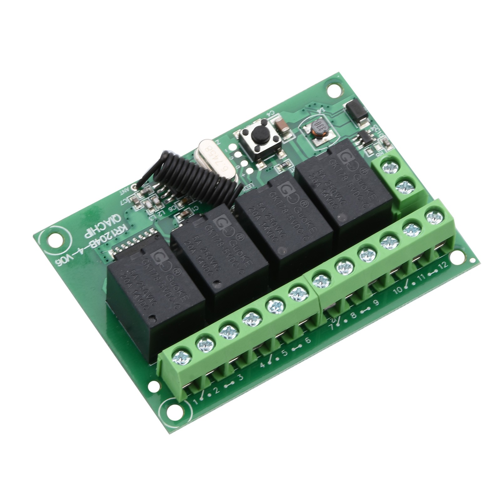 Long Range DC 4-Channel 443MHz Wireless RF Remote Control Relay Switch