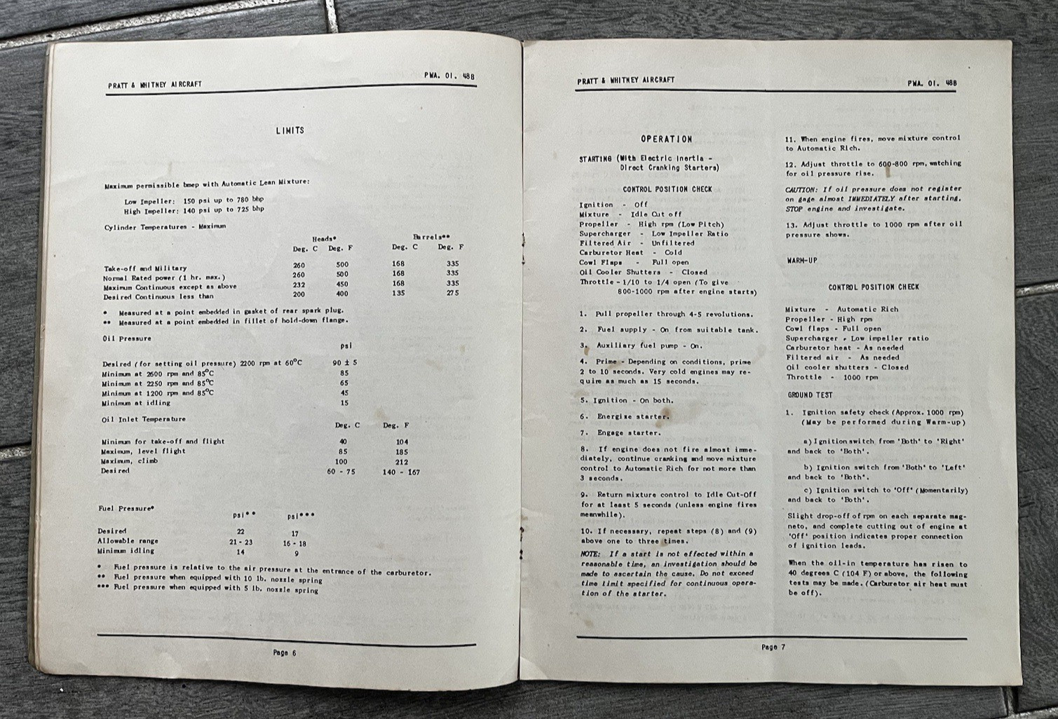 Pratt & Whitney R-1830-94 Engine Specific Operating Instructions 1946 Original