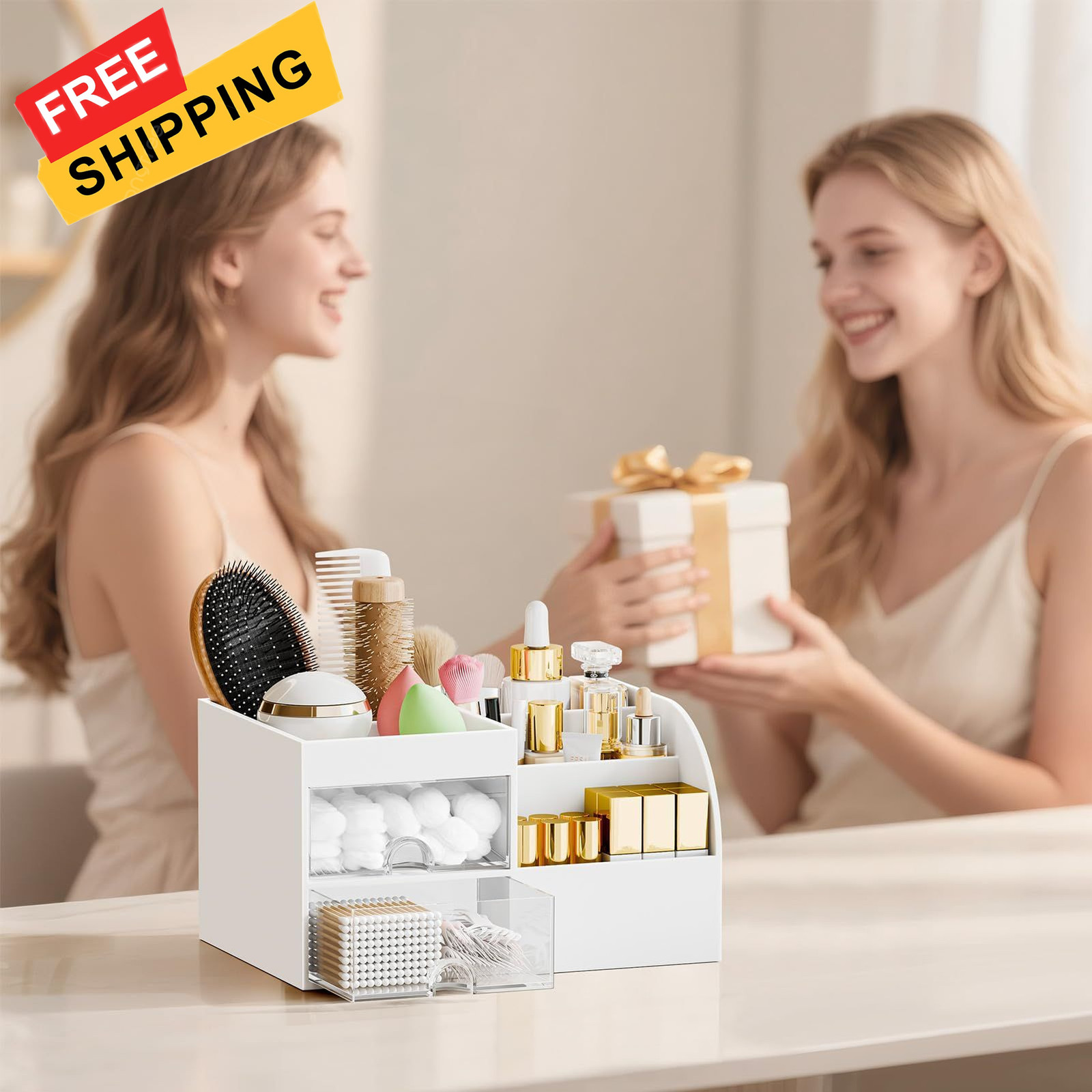 Makeup Organizer with 2 Drawers, Organizers Organizer, White