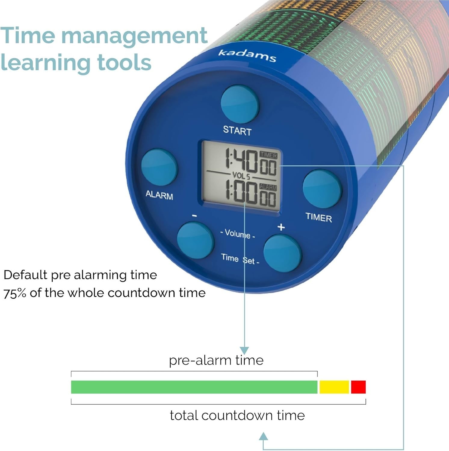 Child-Friendly Visual Timer - Traffic Light Design with Adjustable Volume