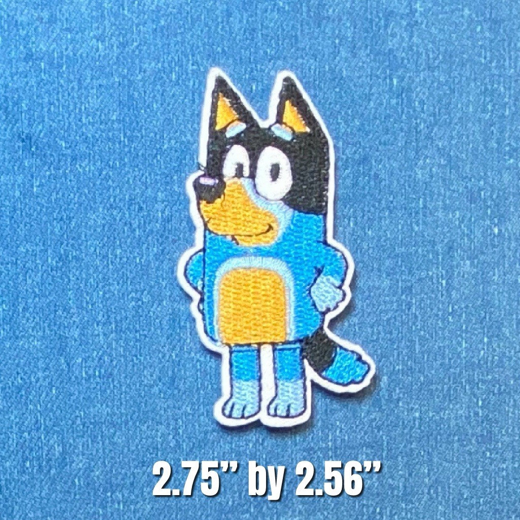 Bluey Embroidered Iron on Patch, 2.75" by 2.55"