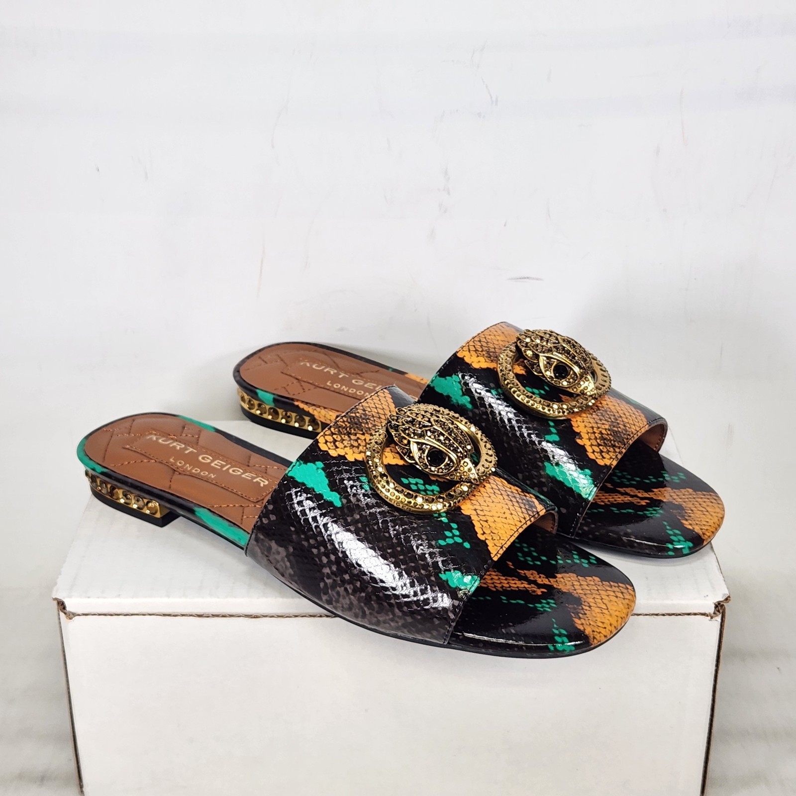 Size 9.5 - Kurt Geiger Chelsea Flat - Grey LIZARD Multi - LEATHER