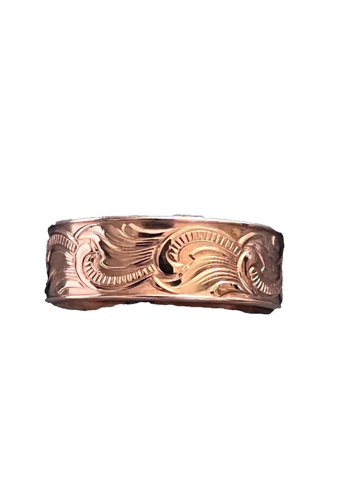 Copper Ring Floral Pattern Open Backed Adjustable size 5 TO 6 1/2 #CR-256