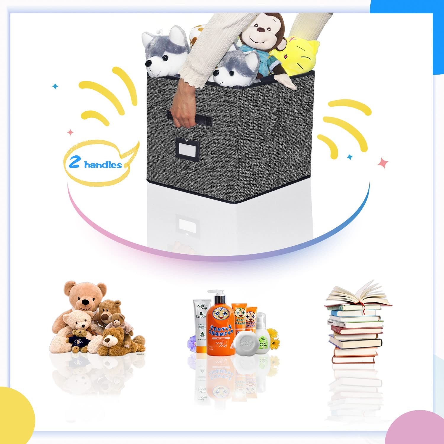 Onlyeasy Large Foldable Cloth Storage Cubes 4 Pack with Label Holders - Fabric