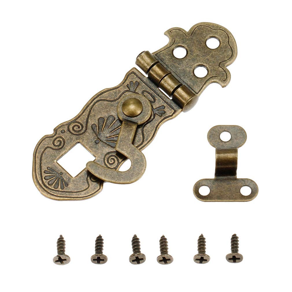 Tiazza 2Pcs Vintage Style Notebook Hasp 90 Degree Hardware Bronze Tone