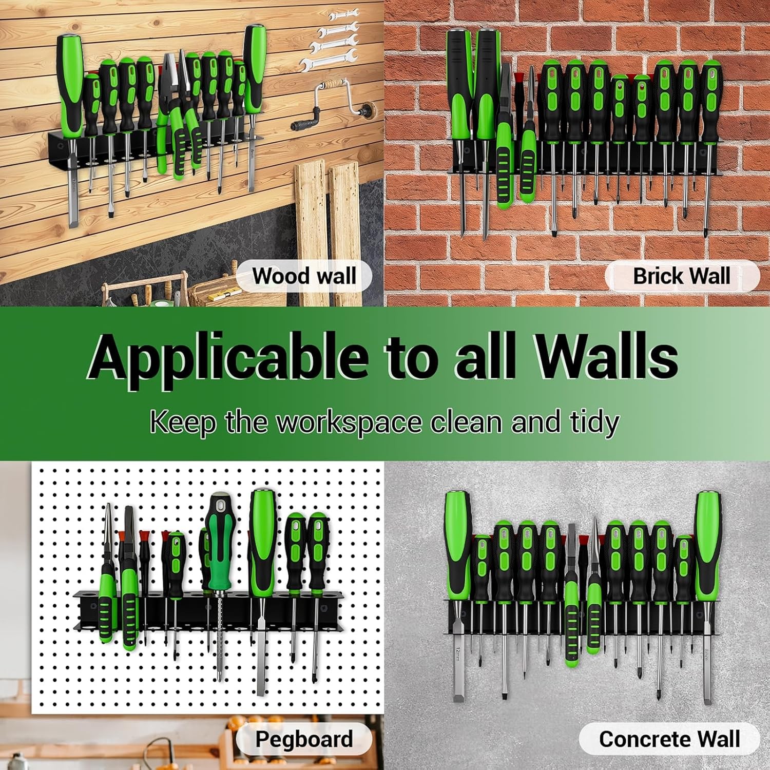 2Pack Screwdriver Plier Organizer Wall Mount Metal Wall Mount Tool Storage Rack