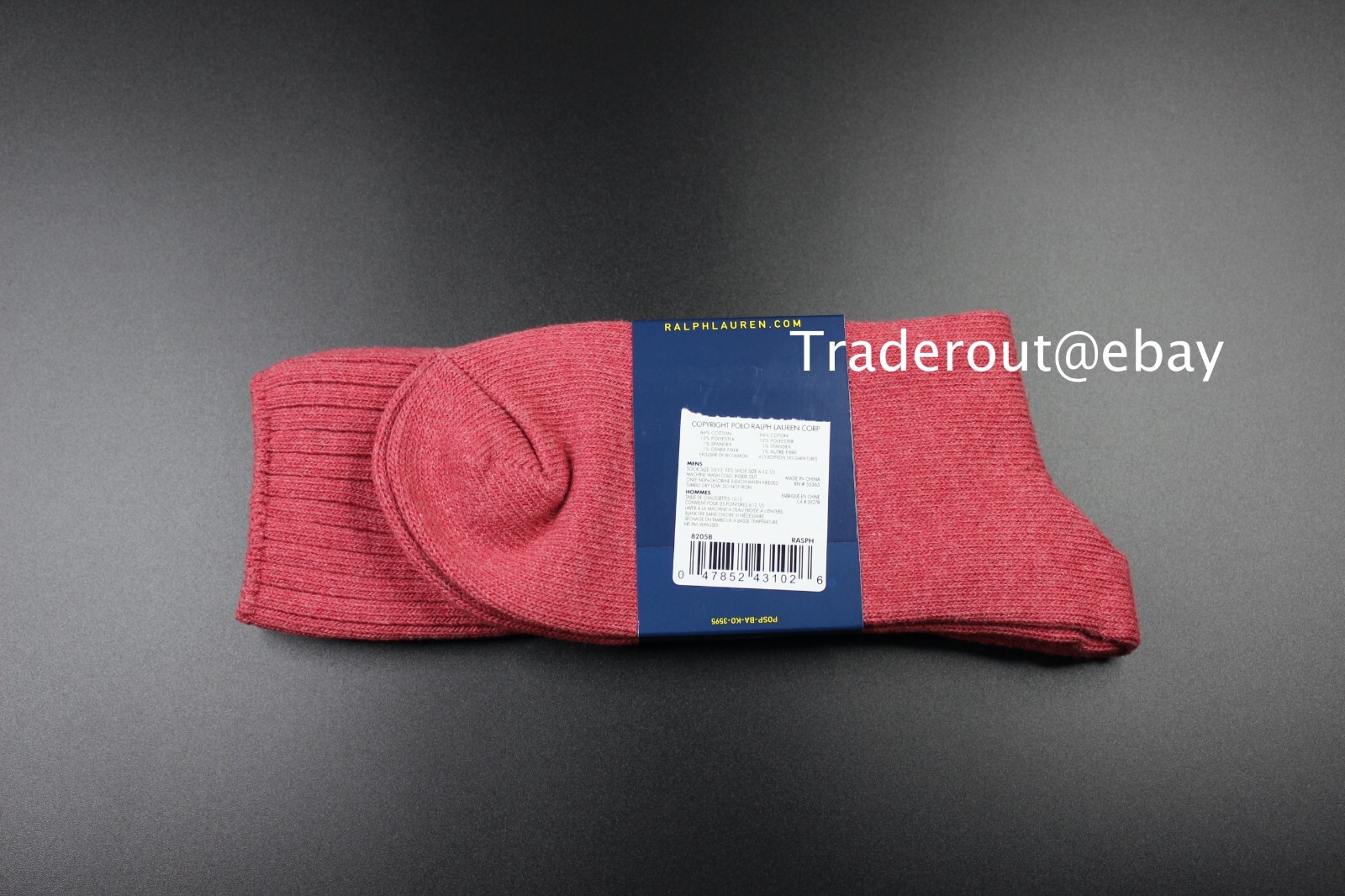 Polo Ralph Lauren Men raspberry red w/ Pony cotton blend crew socks size 10-13