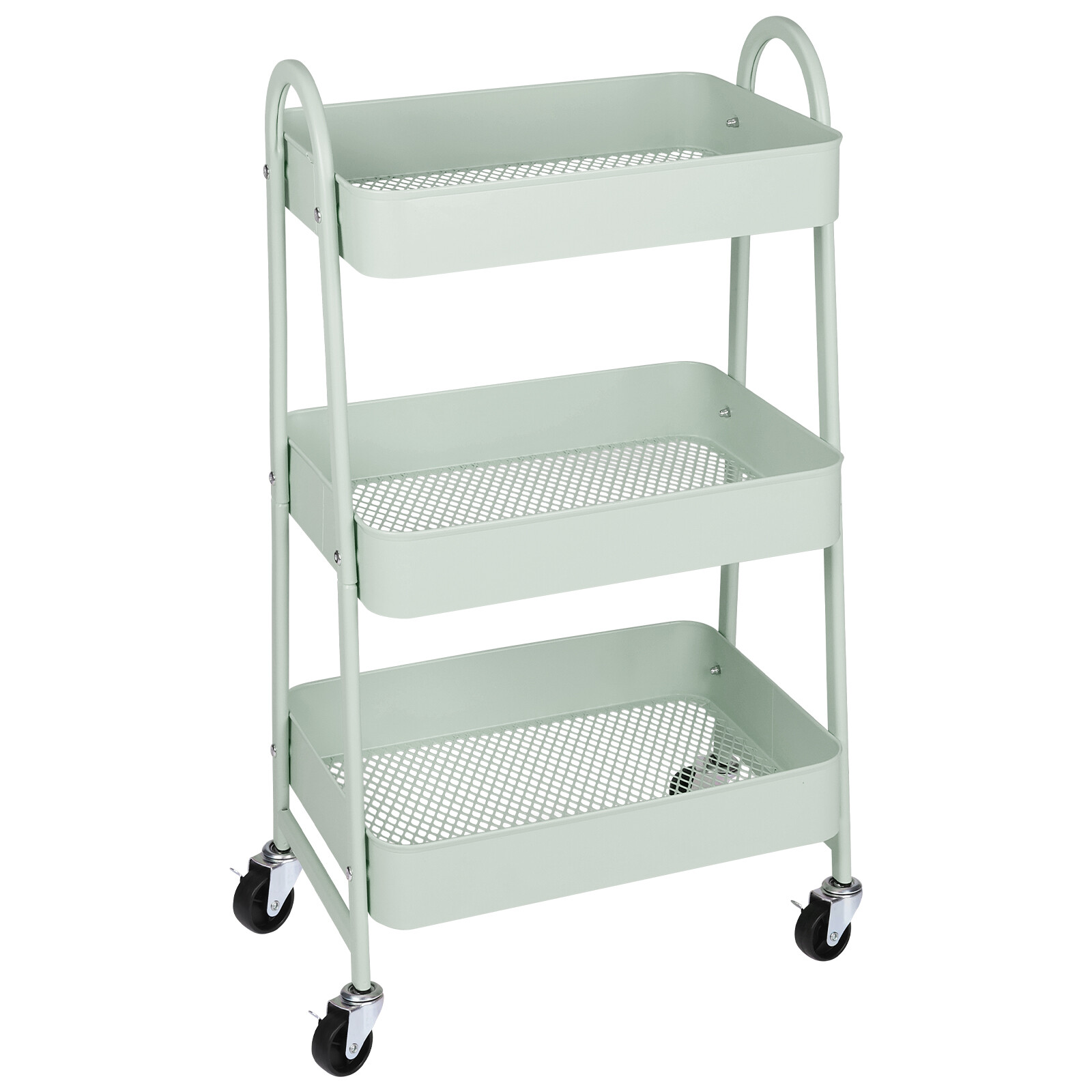 Metal Utility Rolling Cart - 3 Tier, Ideal for Kitchen or Bathroom with Wheels