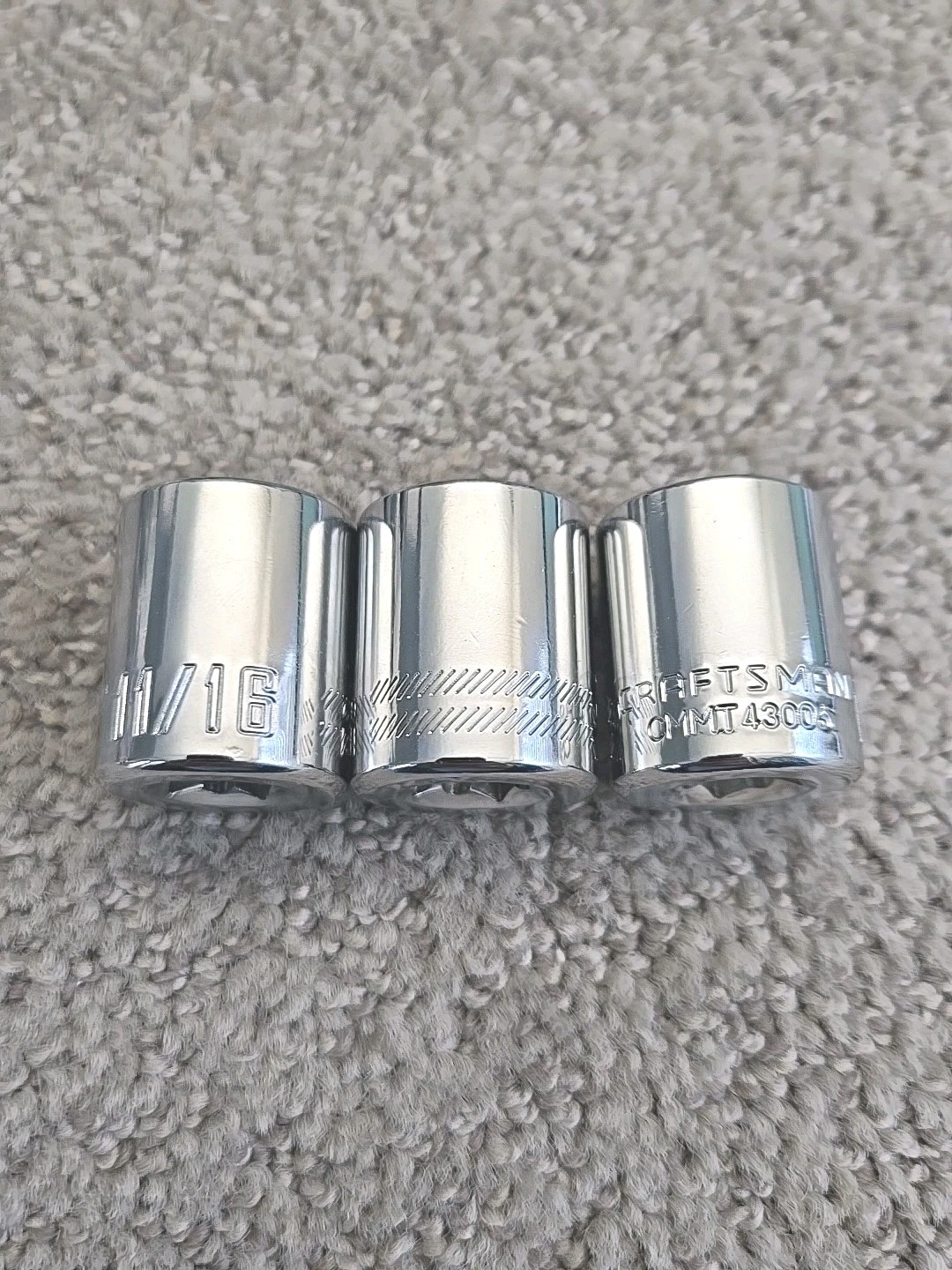 3-Pack Craftsman CMMT43006 11/16" 6pt Socket 3/8" Drive  3P0009